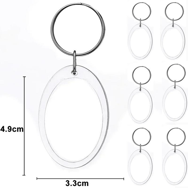 5/50pcs Transparent Photo Frame Keychain Tassels Snap-In Custom Insert Photo Acrylic Blank Keyring Clear Blank Picture Pendant