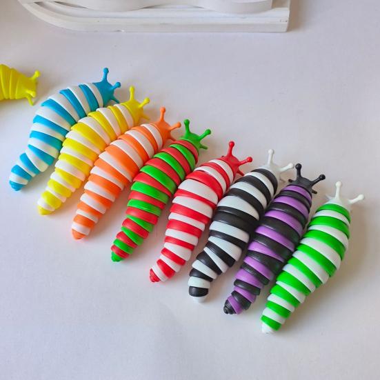 Stress Relief Slug Fidget Toy Articulated Stretch Caterpillar Sensory Toy Portable Travel Bendable Colorful Worm Toy Party Favors