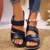 European and American Hollow Platform Women's Shoes 2025 Summer New Foreign Trade Large Size Wedge Heel One-character Beach Cool Slippers
