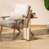 C-Shaped Side Table, Modern Slim End Table with Tempered Glass Tabletop, Steel Frame for Small Space, Living Room, Bedroom, Gold Tone