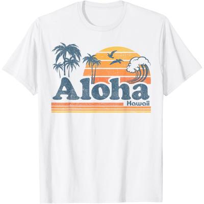 Aloha Hawaii Vintage Strand Sommer Surfen 70er Retro Hawaiianisches T-Shirt