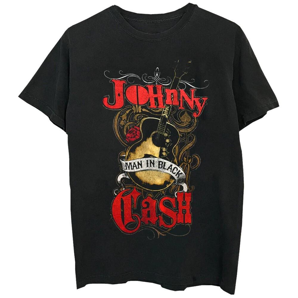 Johnny Cash Man In Black Guitar T-Shirt S