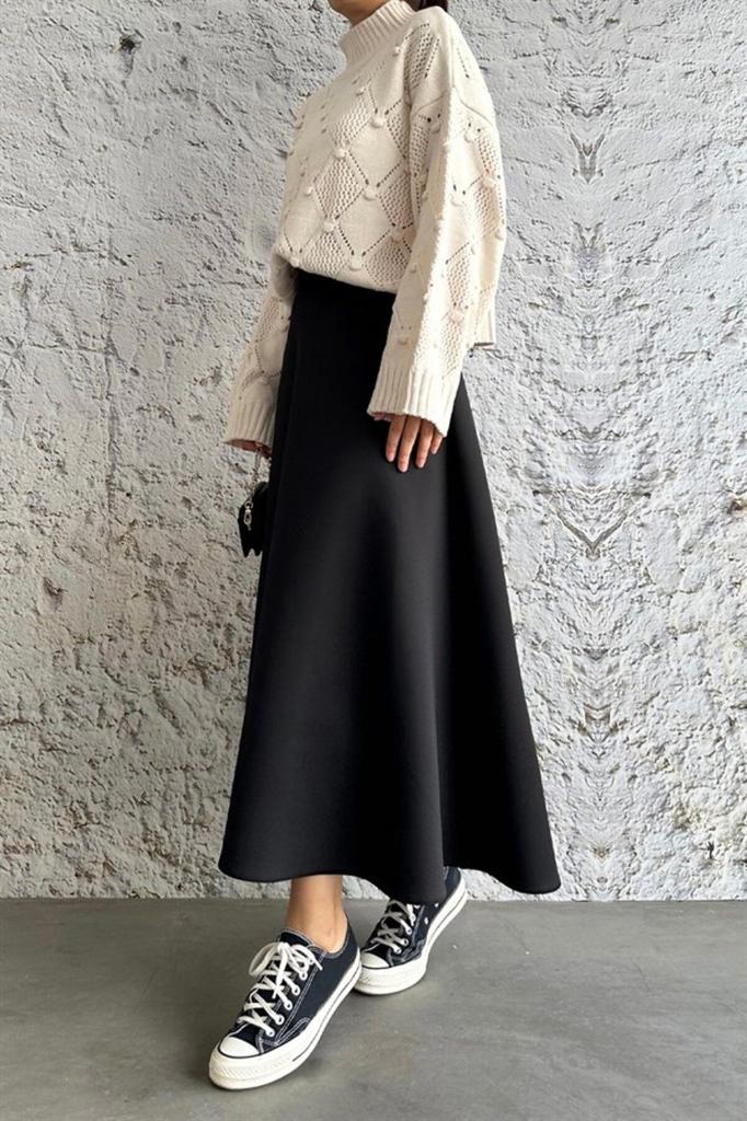 Women's Style Big Size Skirt Plus Size Hijab Puff Scuba Flared Skirt