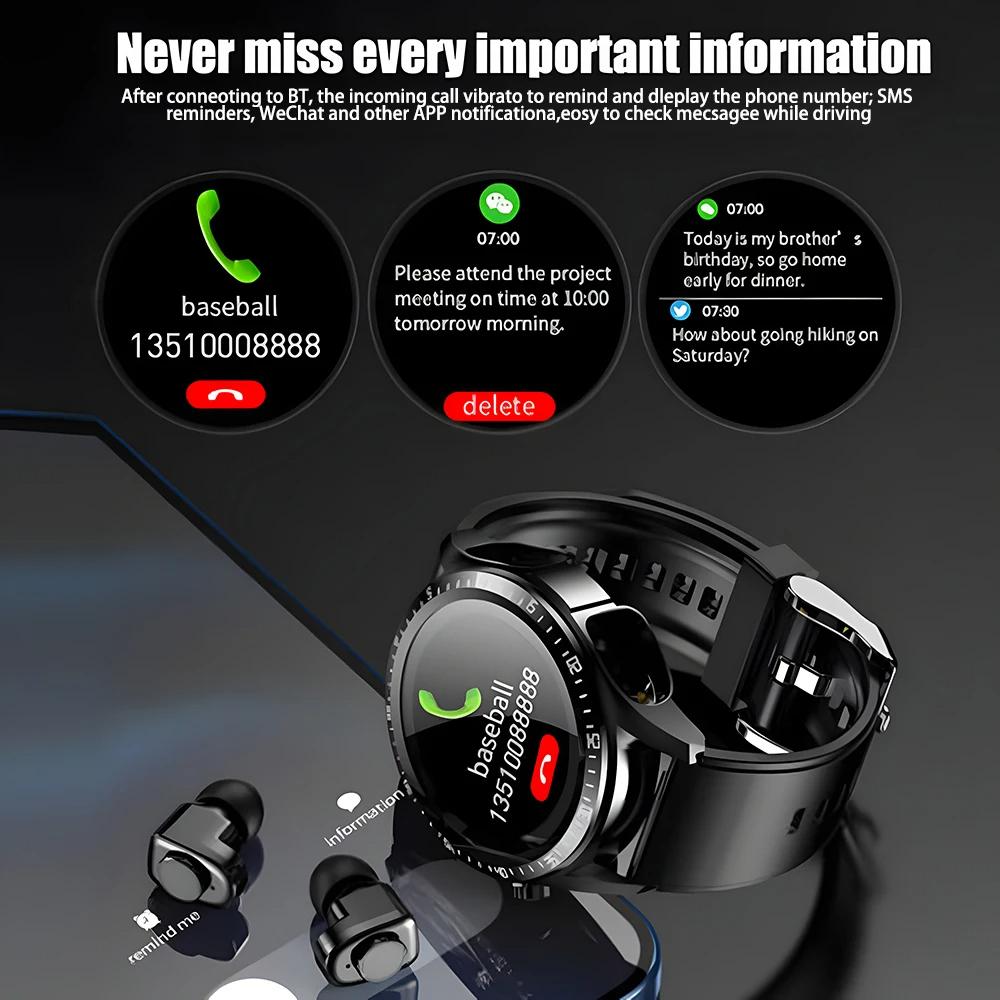 2025 New Headset Smart Watch With Earbuds TWS Bluetooth Call Music Control Blood Pressure Detect Smartwatch For Men Android IOS