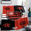 Flamengo Football Club Crest Red Black Stripe Print Flannel Blanket Brazil Soccer Fan Soft Throw Blanket Sofa Bedroom Travel Home Decor