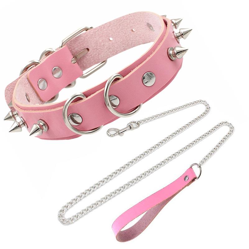 Set Exagerat Guler cu Nituri și Lesă pentru Adulți