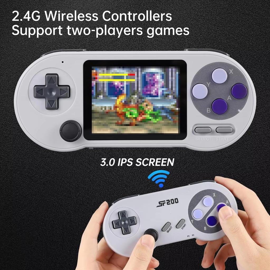 STORM WYRM Retro Game Console,SF2000 3.0 Inch IPS Screen Handheld Game Station with Wireless Controllers,Support TV & 2 Players
