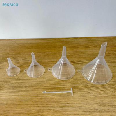 4-Piece Clear Plastic Funnel Set | Assorted Sizes for Kitchen, Lab & Craft Use