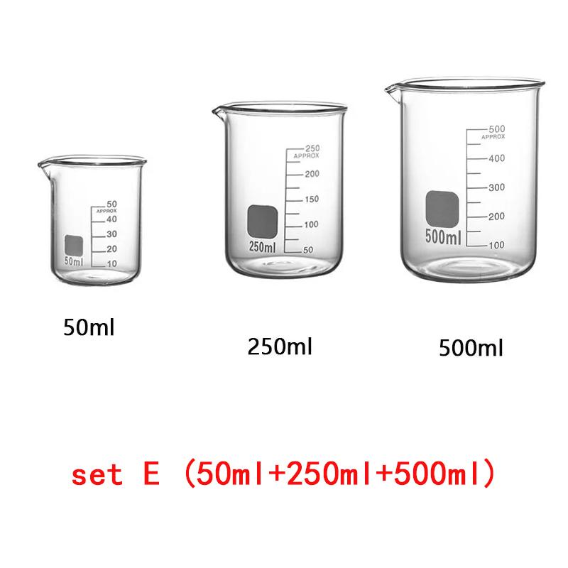 3pcs Glass Measuring Cup Set Clear Scale Cup Heat-resistant Beaker Kitchen Baking Measuring Cup Set Laboratory Container Jugs