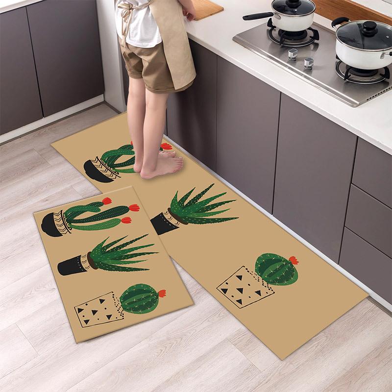 Anti Fatigue Kitchen Rugs, OneHouse plant Print Waterproof Non-Slip Thick Cushioned Kitchen Mat Heavy Duty Comfort Standing Mat for Kitchen