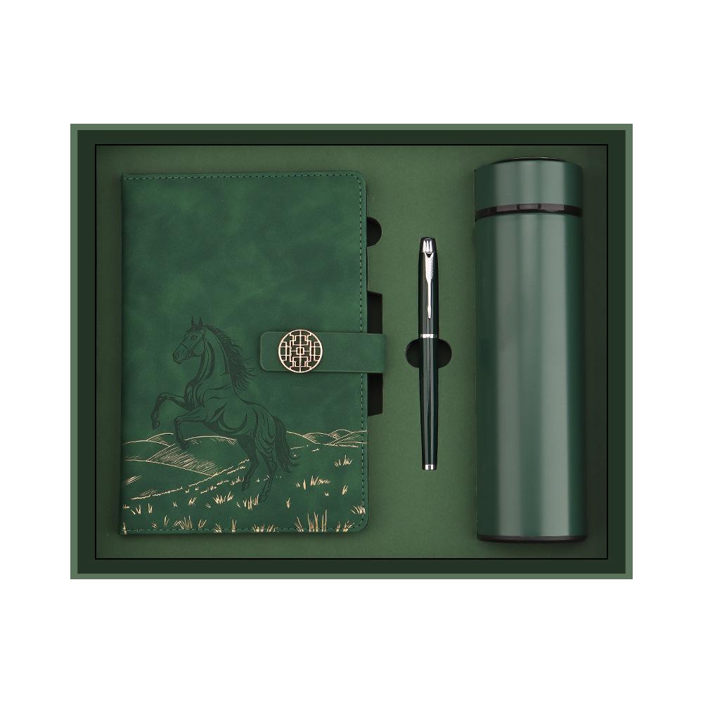 Year of the Horse Chinese Style Customizable Gift Set: A5 Notebook & Thermos Cup with Logo