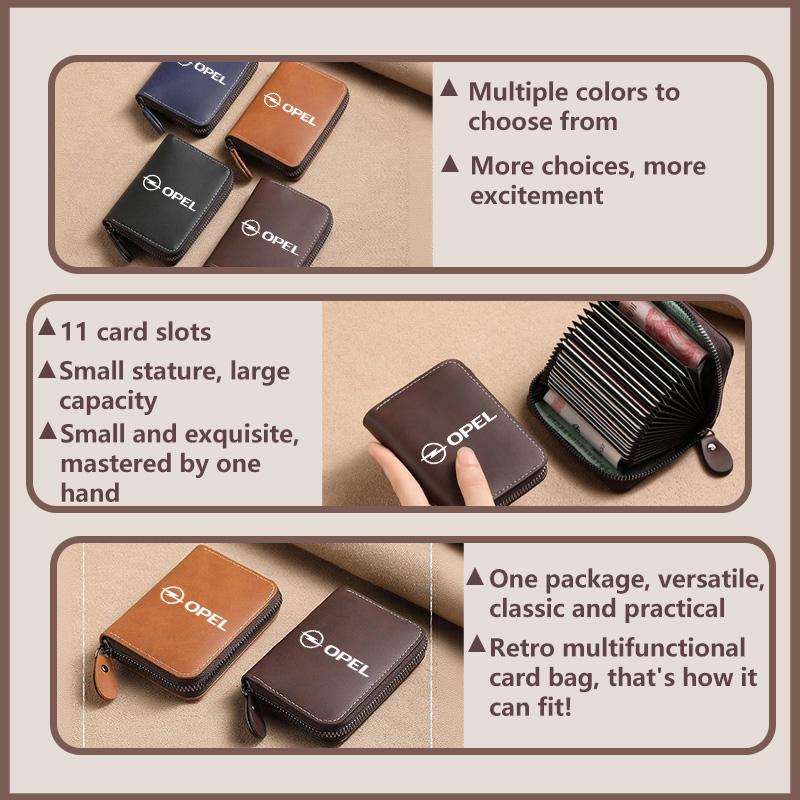 Men's Wallet Leather Billfold Credit Card ID Holder Male Purse For Opel Astra G H J K F Corsa D Zafira B Insignia Mokka Regal
