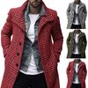 Men Overcoat Plaid Medium Length Turndown Collar Windbreaker British Style Coldproof Single Breasted Trench Coat Streetwear