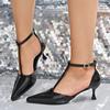 2025 New Slimming T-shaped Pumps Women Sexy Thick Heel Pointed Mid Heel Single Shoes Stain Summer Shallow Party Dress Shoe