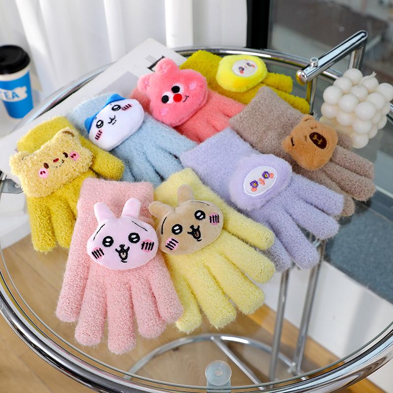Kinderhandschuhe Winter Mädchen warm Fleece Cartoon Kinder Jungen Winter Frostschutz Fünffingerhandschuhe YA