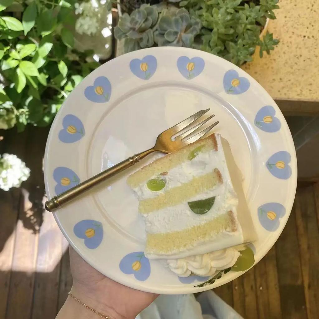 Cute Creative Porcelain Plate Korean Style Cartoon Household Tableware Breakfast Toast Plates Ceramic Kitchen Supplies 8inches