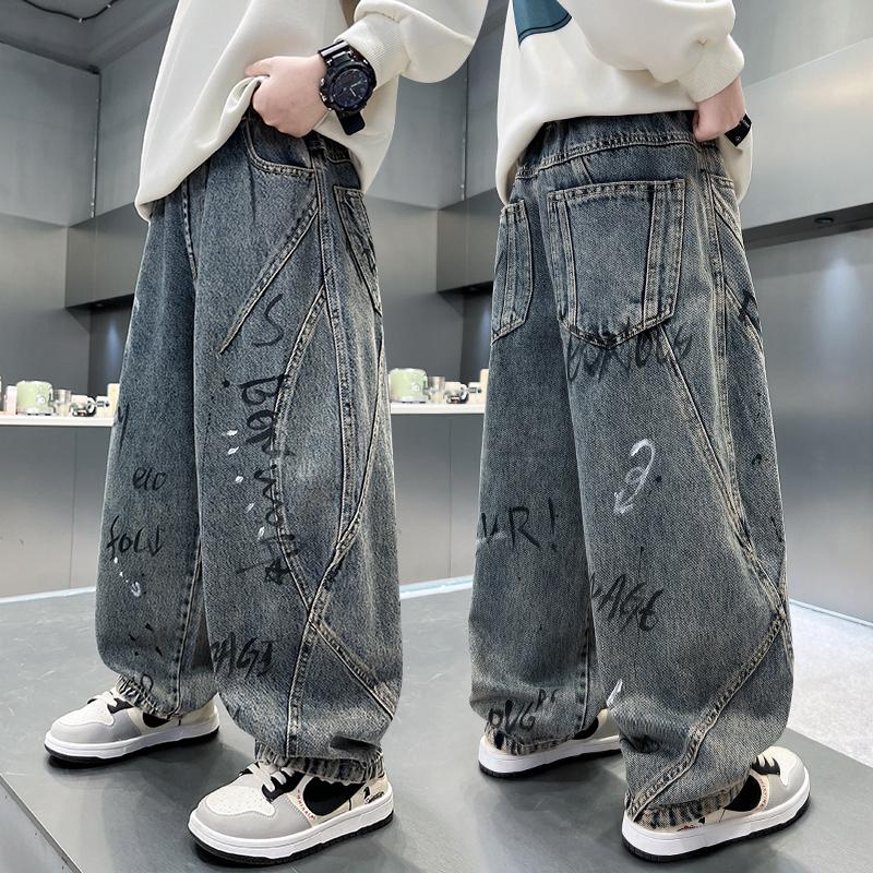 Children's Clothing Boys' Pants 2026 New Denim Spring Boys' Spring and Autumn Styles Mid To Large Children's Casual Pants Trend