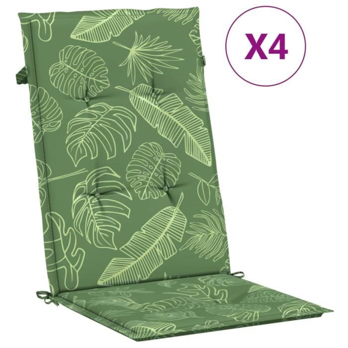 VidaXL Coussins de chaise à dossier haut 4 pcs modèle de feuille tissu 361266