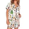 2025 Grenzüberschreitender Weihnachts-Pyjama: Druck Umlegekragen Kurzarm Shorts Hausanzug Set.