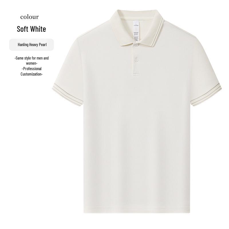 Custom Workwear Half-Zip Polo Shirt with Turn-Down Collar, Ice Silk Cotton, Short Sleeve, Logo Print.