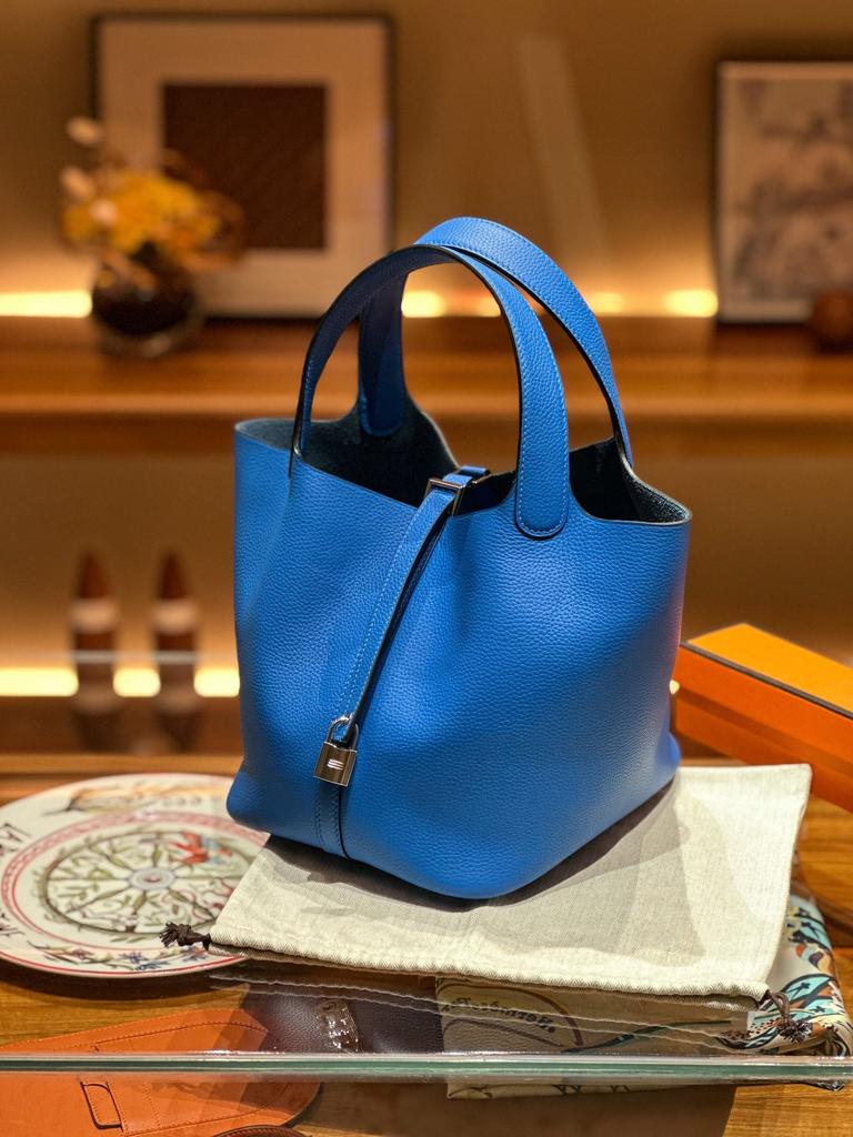 Picotin22 Half-Handmade Cowhide Strap Weave Top Handle Tote Bag For Women