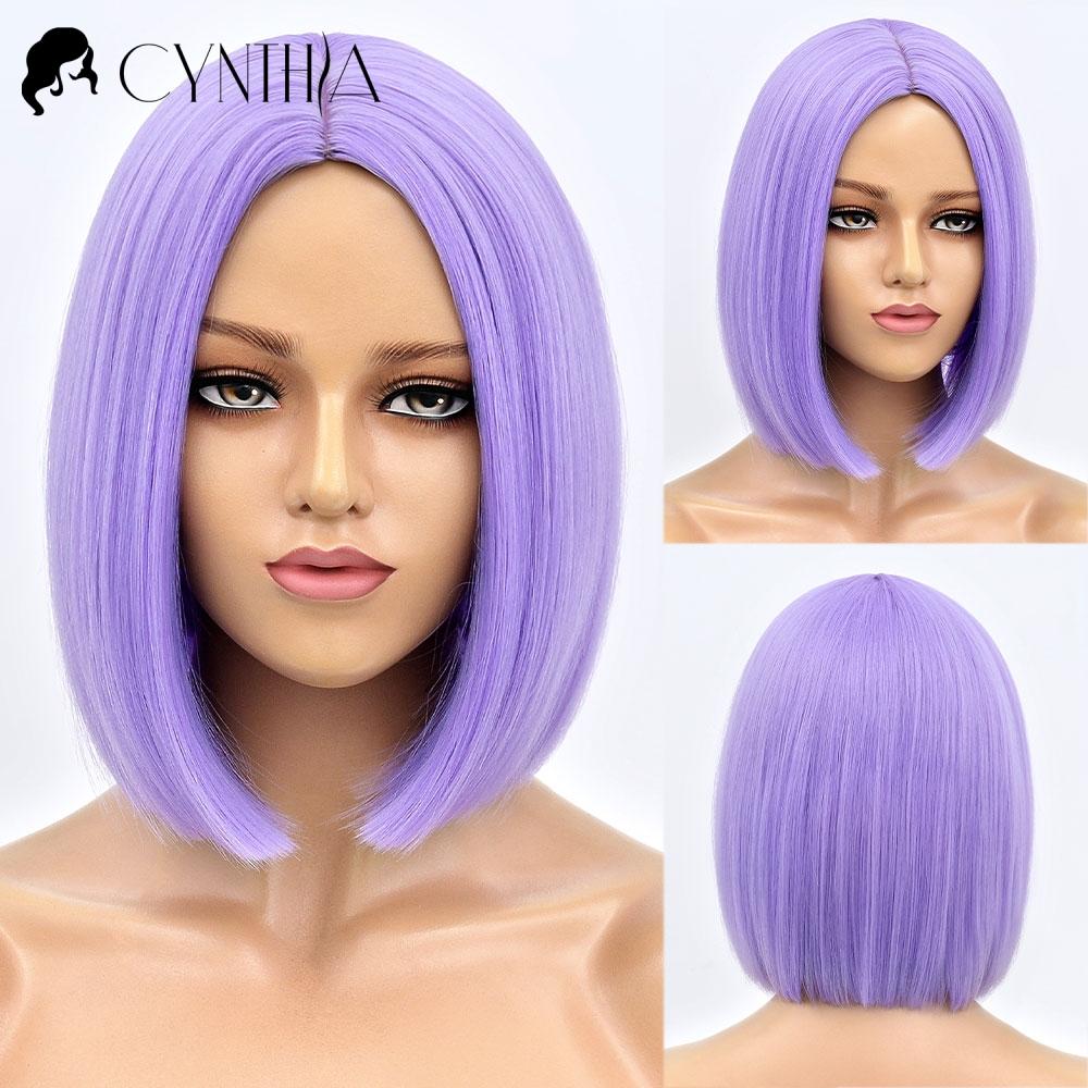 Peruci sintetice maro, drepte, scurte, cu păr natural de zi cu zi, pentru femei albe, cu breton, perucă din fibră Cosplay rezistentă la căldură