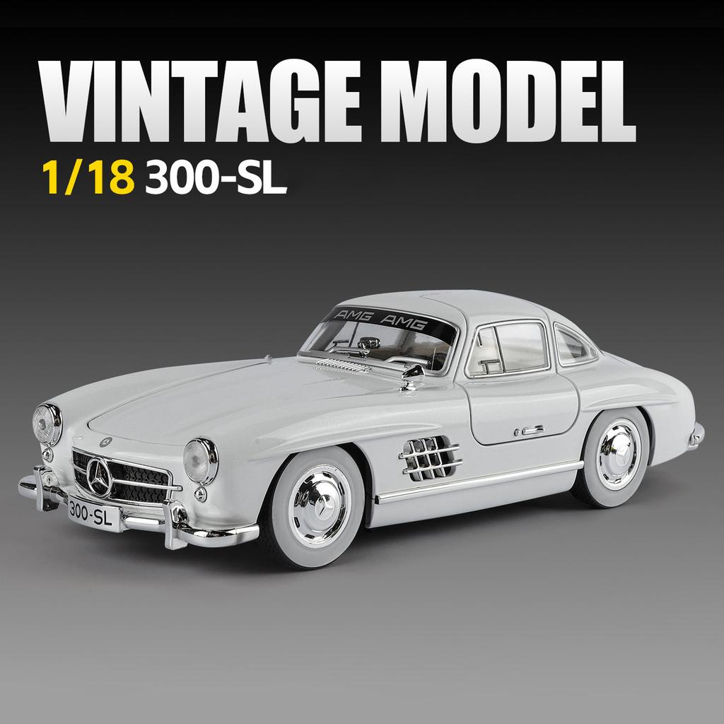 EFVAK1 NEW 1:18 Benzs 300SL Alloy Car Model Sound and Light Pull Back Children's Toy Collectibles Birthday Gift