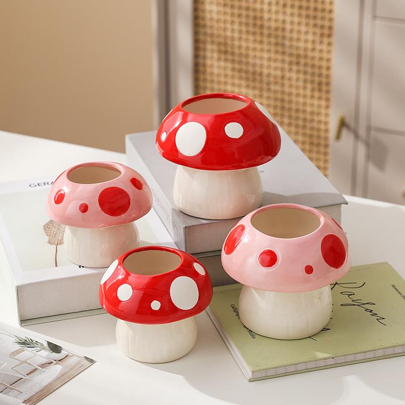 1pc Ceramic Mushroom Pen Holder, Creative Desktop Organizer for Students and Office Use, Perfect for Storing Stationery, Makeup
