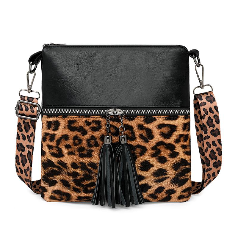 Leopard Print Shoulder Bag Women's Retro Multi-Layer Mobile Phone Bag