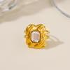 Elegante Anello Geometrico Irregolare in Acciaio Inossidabile con Zirconi per Donna