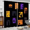 Set Of 2 Halloween Themed Pattern Printed Curtains Window Decorations Home Room Curtain Made Polyester
