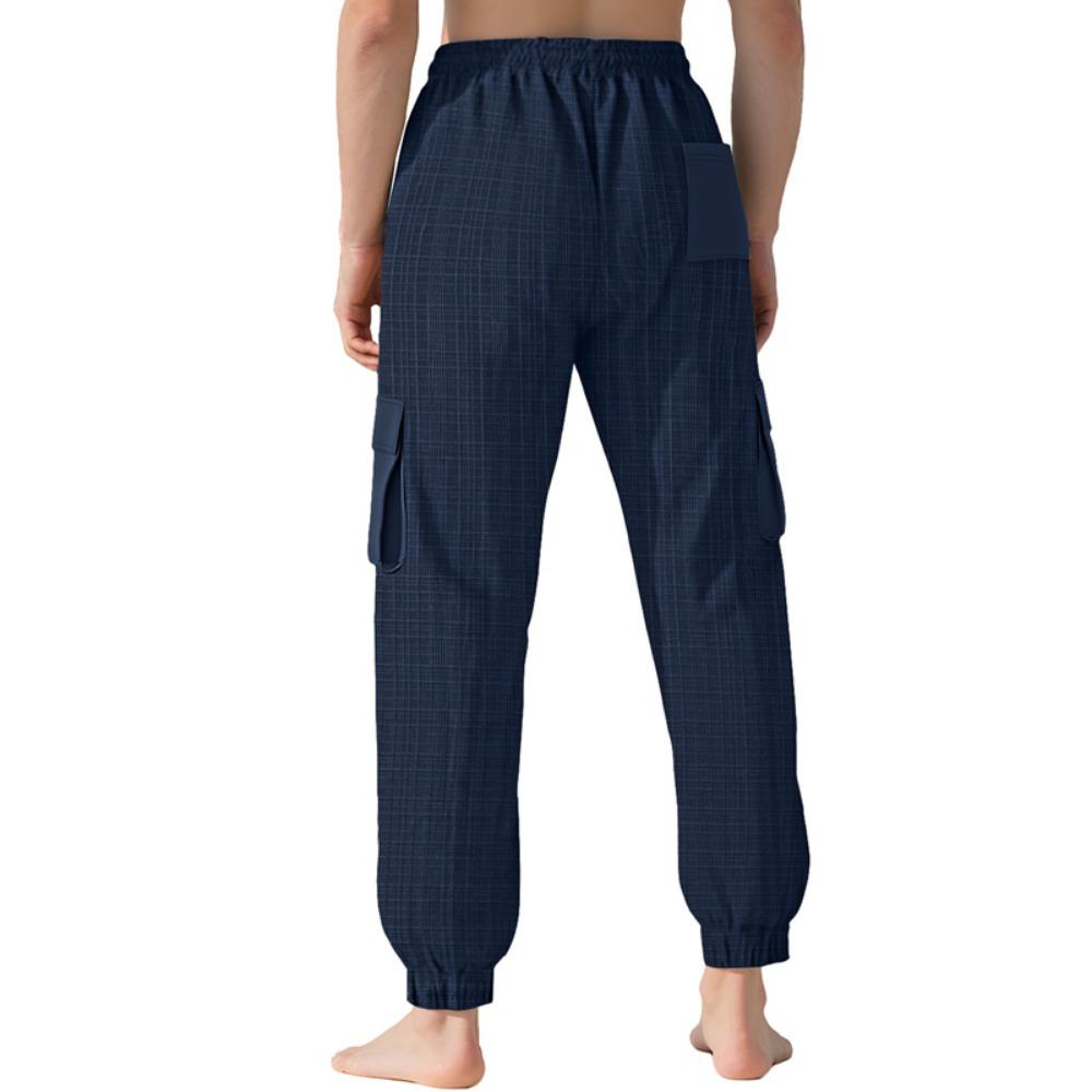 Men's Casual Cargo Pants Multi-Pocket Outdoor Hiking Work Drawstring Pants for Spring Autumn Travel Camping