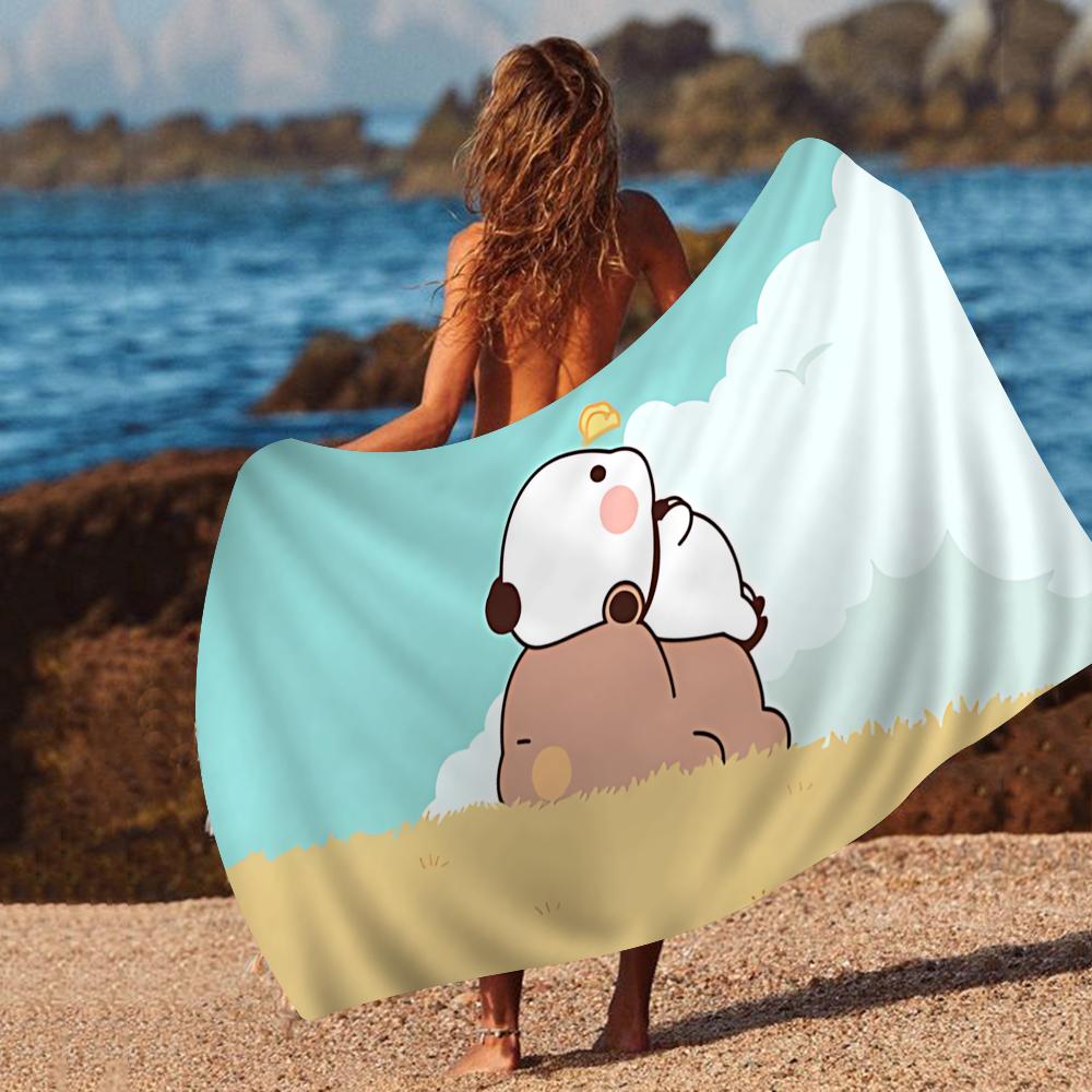 1pc Bubu And Dudu Beach Towel Cartoon Cute Summer Kids Large Bath Pool Beach Towel Microfiber Absorbent For Swimming Travel