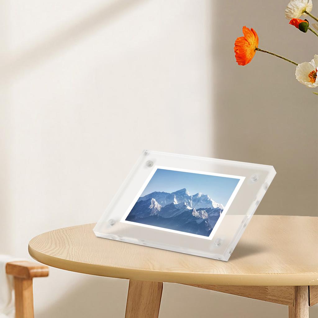 Clear Magnetic Acrylic Photo Frame for Poster Display Designed To Hold Photos Securely In Portrait and Landscape Formats