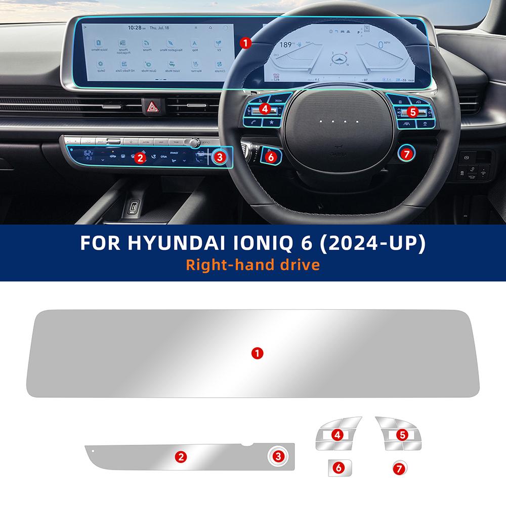 

Car Interior Film TPU for Hyundai Ioniq 6 2024 2025 Accessories Transparent Protection Anti-scratch Dedicated Sticker right driver seat