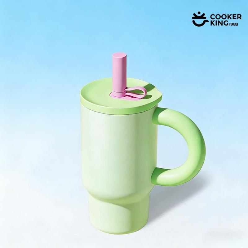 810ML 316/304 Stainless Steel + PP Large Capacity Coffee Cup with Straw Insulated Water Bottle Thermos Bottles Cup