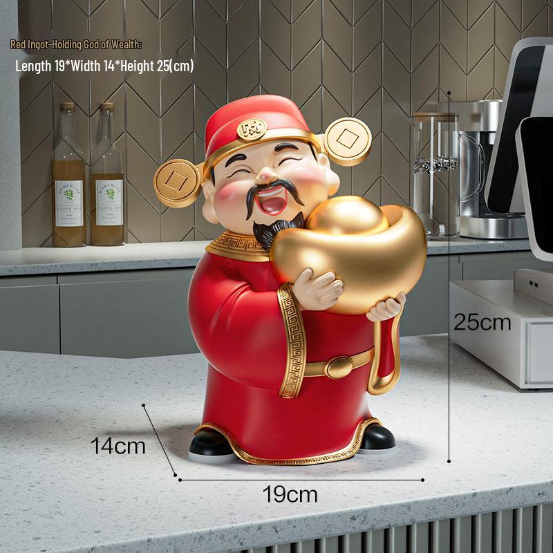 

God of Wealth Figurine: Perfect for Office Decor, Reception, and Housewarming Gifts to Attract Prosperity.