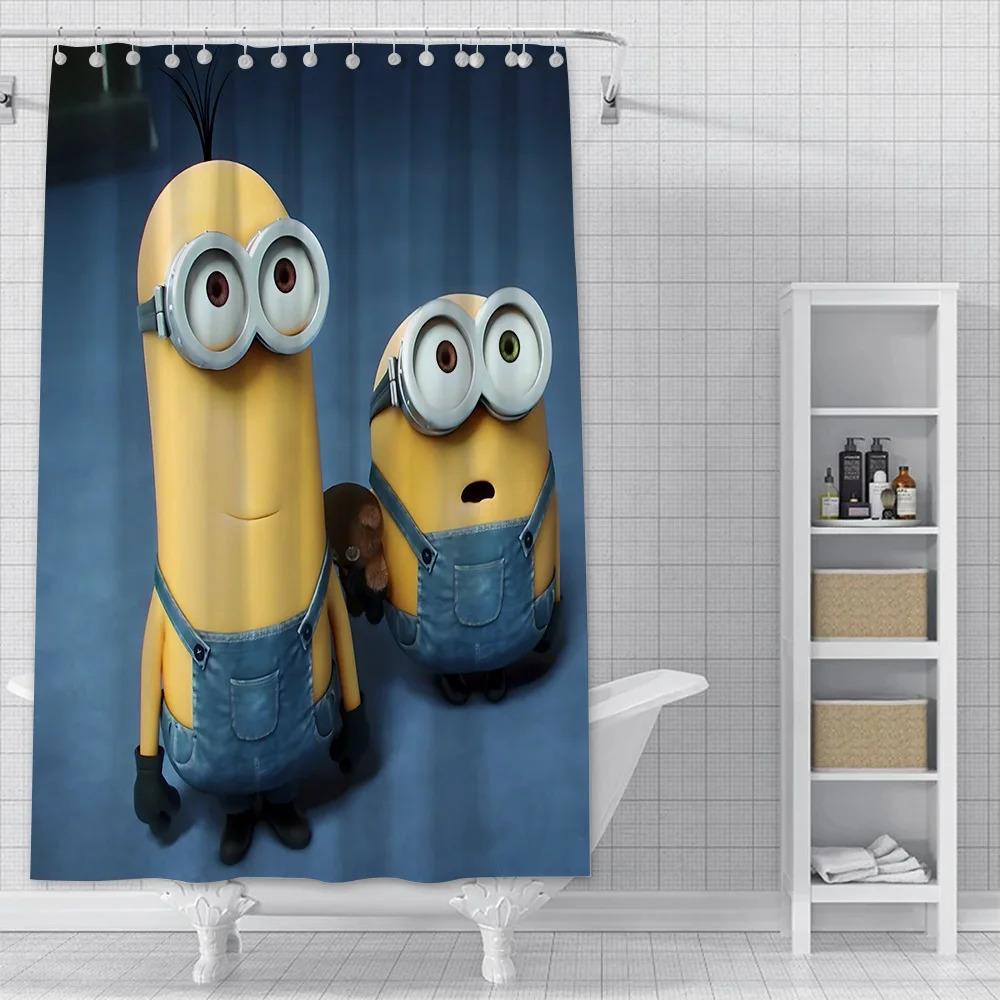 JDJ32Hot S-Minions Cartoon Shower Curtain Waterproof Polyester Fabric Paint Colorful Bath Curtains Home Bathroom Curtain Wit3M