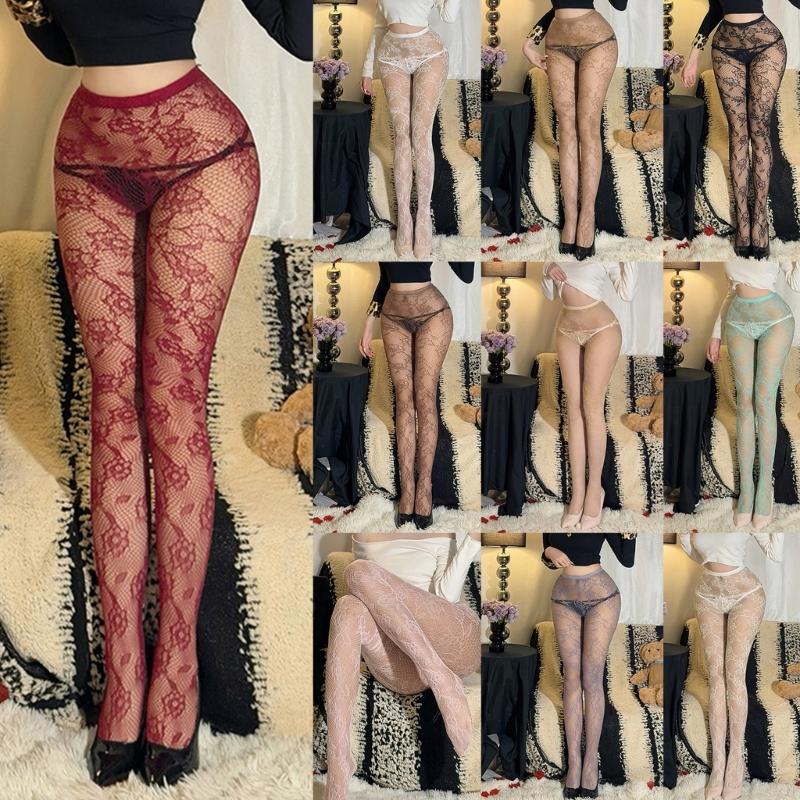 Fashionable Floral Fishnet Leggings Sweet Design Comfort Tights Breathable Fabric for Lady Women Everyday Wear