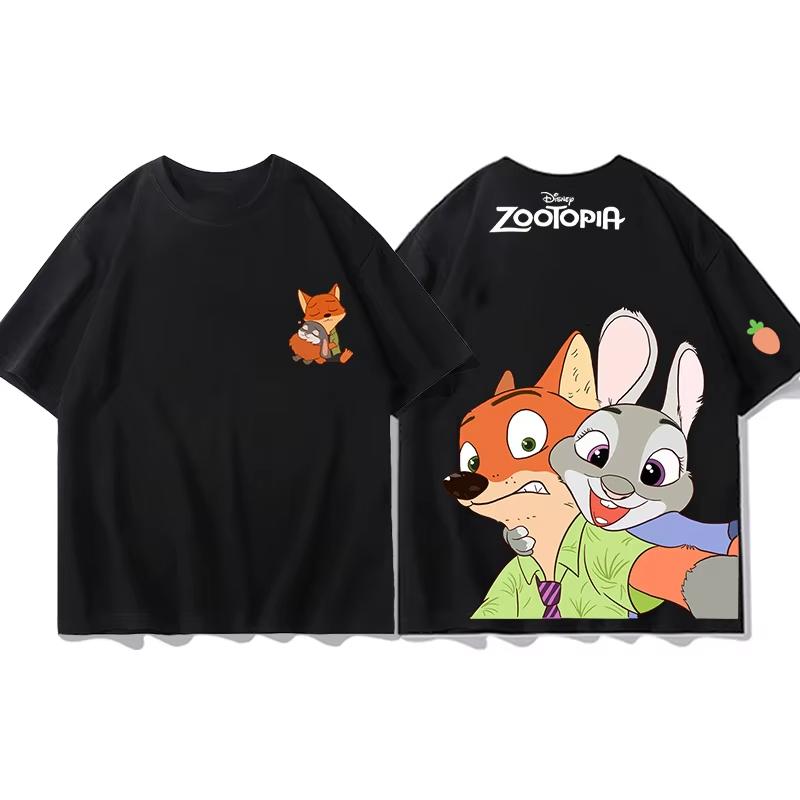 Miniso Zootopia Хлопковая футболка Топ Мода Y2k Футболка Мужская Хлопковая футболка Топ Летняя Женская футболка Y2k Одежда для пары S