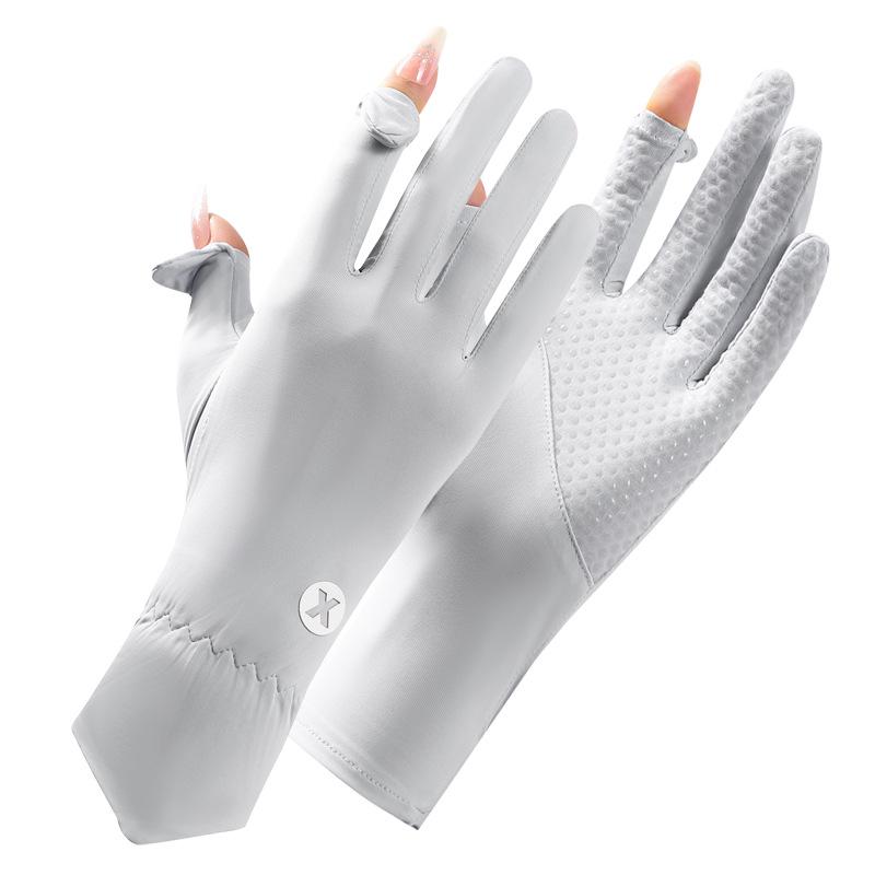 Women's UV Protection Fingerless Gloves, Mid-length Ice Silk for Driving, Cycling & Sports, Non-slip