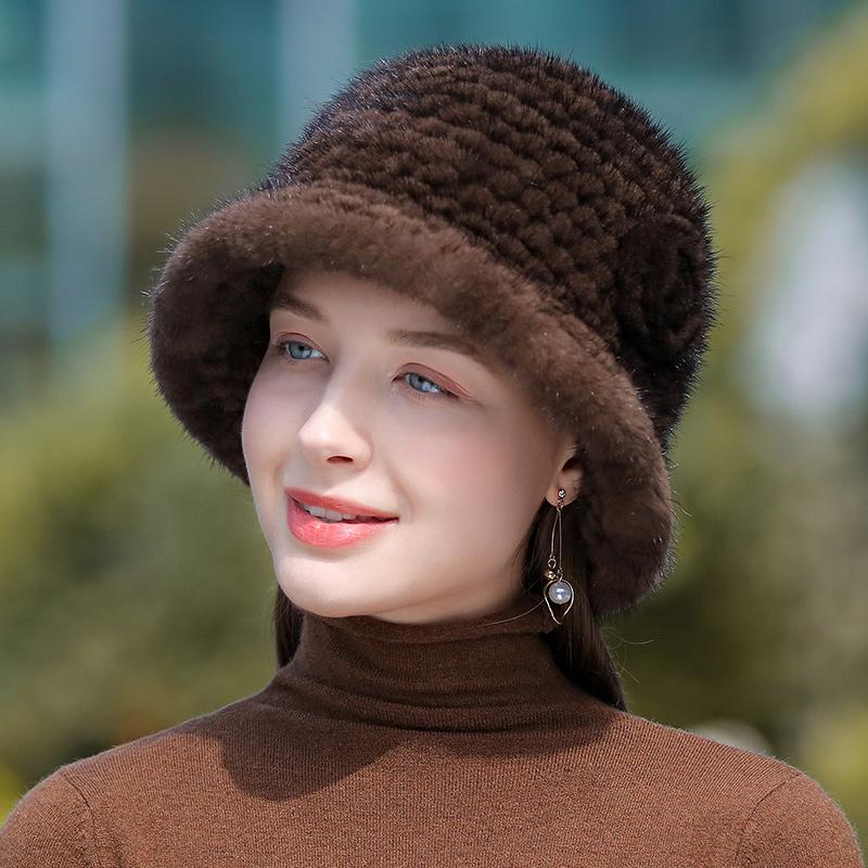 Mink fur straw hat children's autumn and winter hat fisherman hat fashion warm basin hat new woven elegant hat
