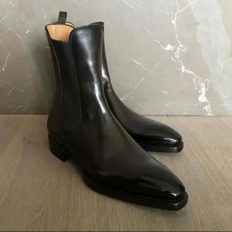 Fashion Men Fashion Chelsea Boots Black One Step Business Brand Formal Boots Waterproof Anti Slip Wear Resistant Size 38-48 Men Boots