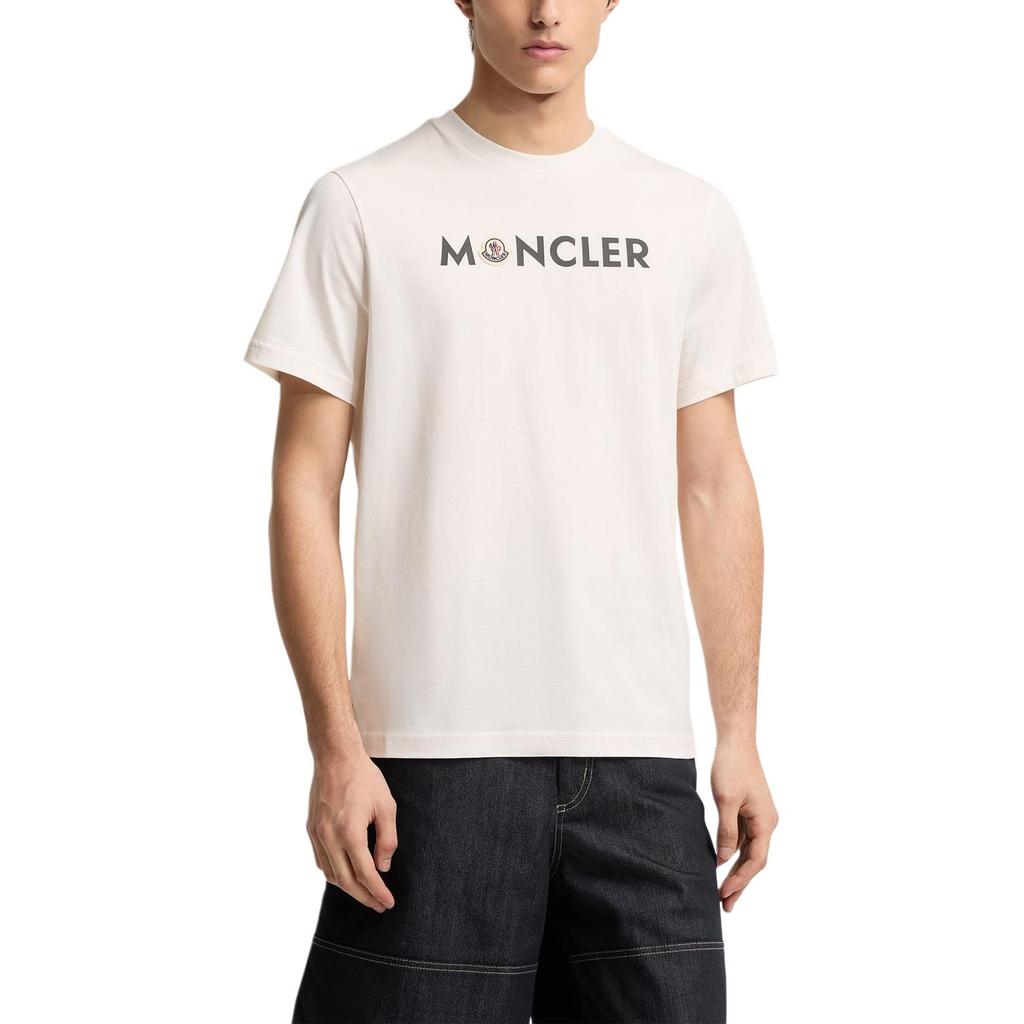 Moncler Round Neck Letter Solid Color T-Shirt Men Tops L20918C0005189B8Q034
