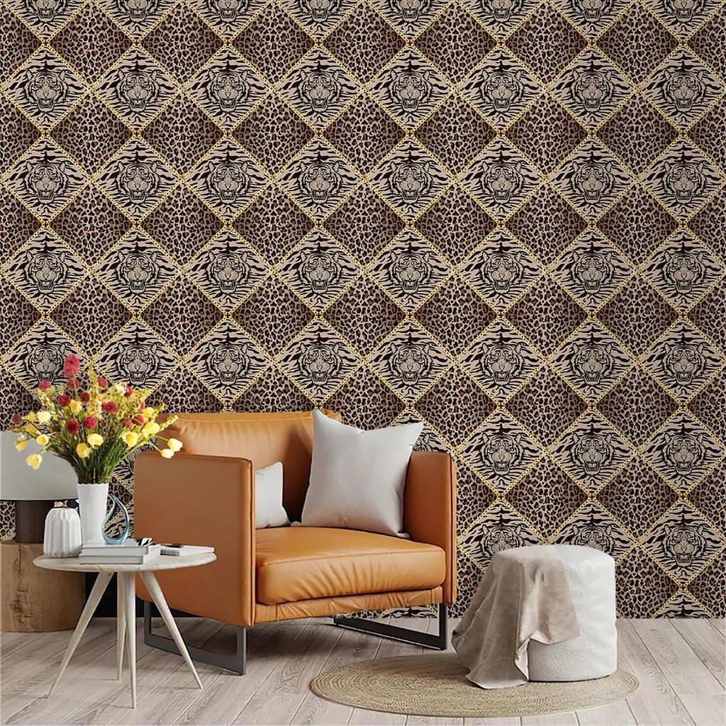 3D Wallpaper Tiger and Peacock Pattern Wallpaper Self Adhesive Bedroom Living Room Dormitory Decor Wall Mural Wardrobe Sticker