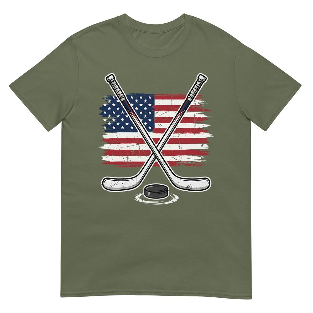 Ice Hockey Usa Flag Tshirt