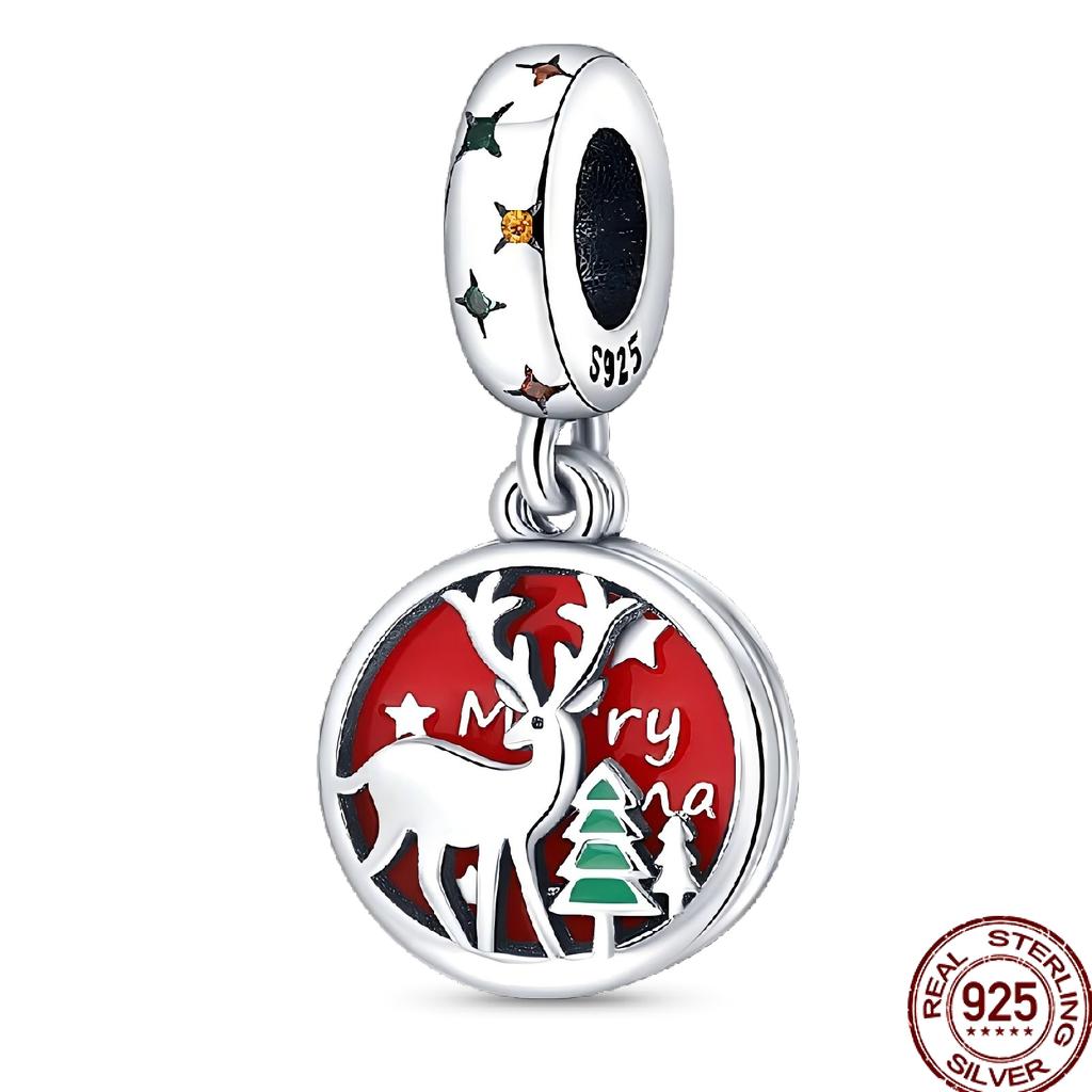 Christmas Party Copper Cute Elk Santa Claus Christmas Tree Pendant Beads Fit Bracelet Women Gift Charms For Jewelry Making