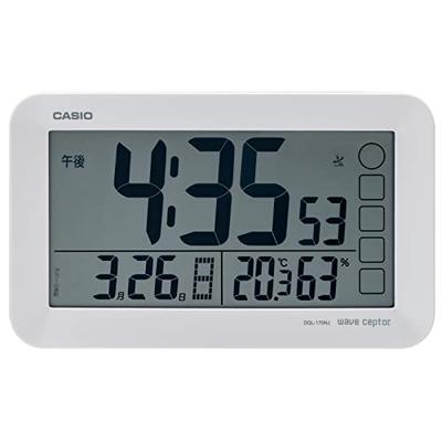 Alarm Clock, Radio-Controlled, White, with Automatic Lighting, Digital Snooze Light, DQL-170NJ-7JF