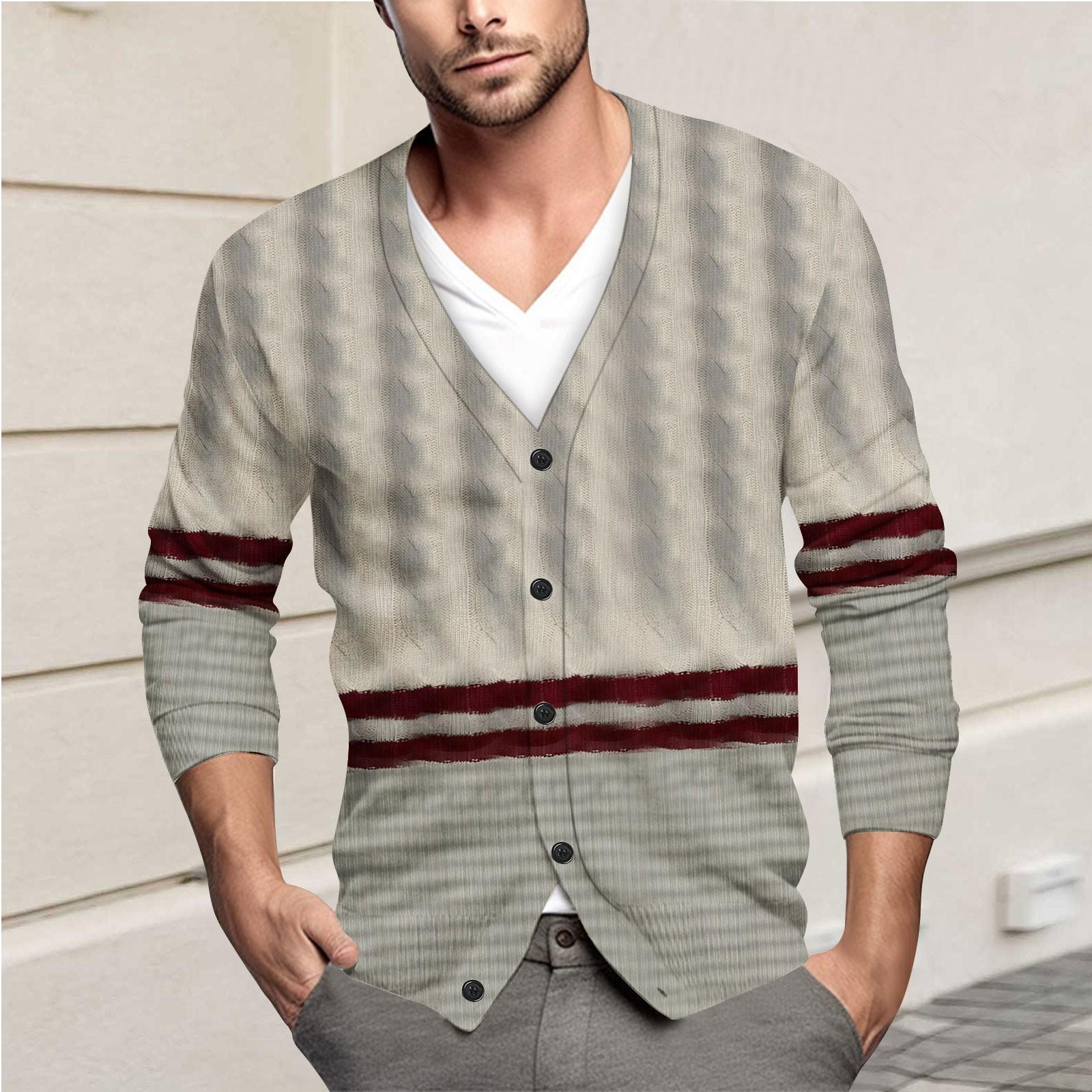 

Мужская повседневная однобортная модная куртка-кардиган с длинными рукавами на пуговицах L