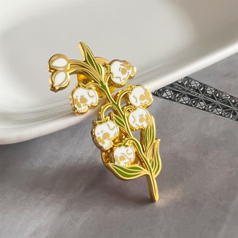 Skull Lilys of The Valley Brooch Unique Designs With Sturdy Alloy Materials for Parties Supplies and Festivals